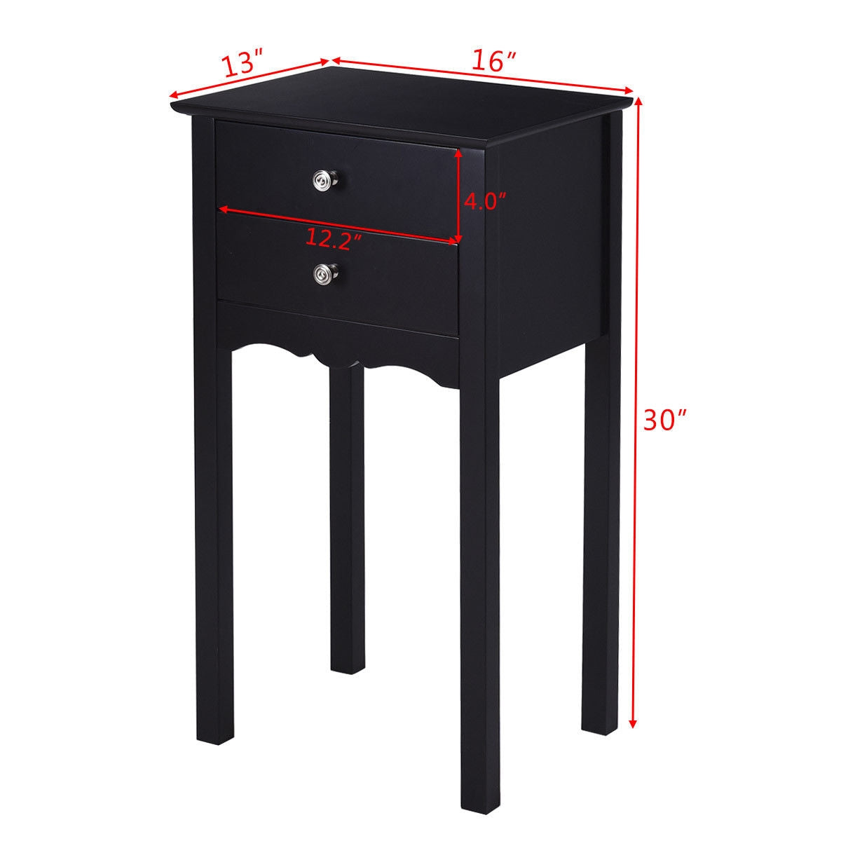 Table d'appoint vintage, 2 tiroirs, noir