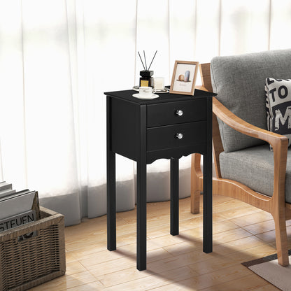Table d'appoint vintage, 2 tiroirs, noir