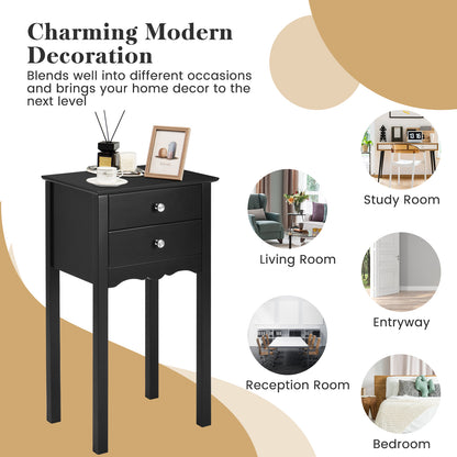 Table d'appoint vintage, 2 tiroirs, noir