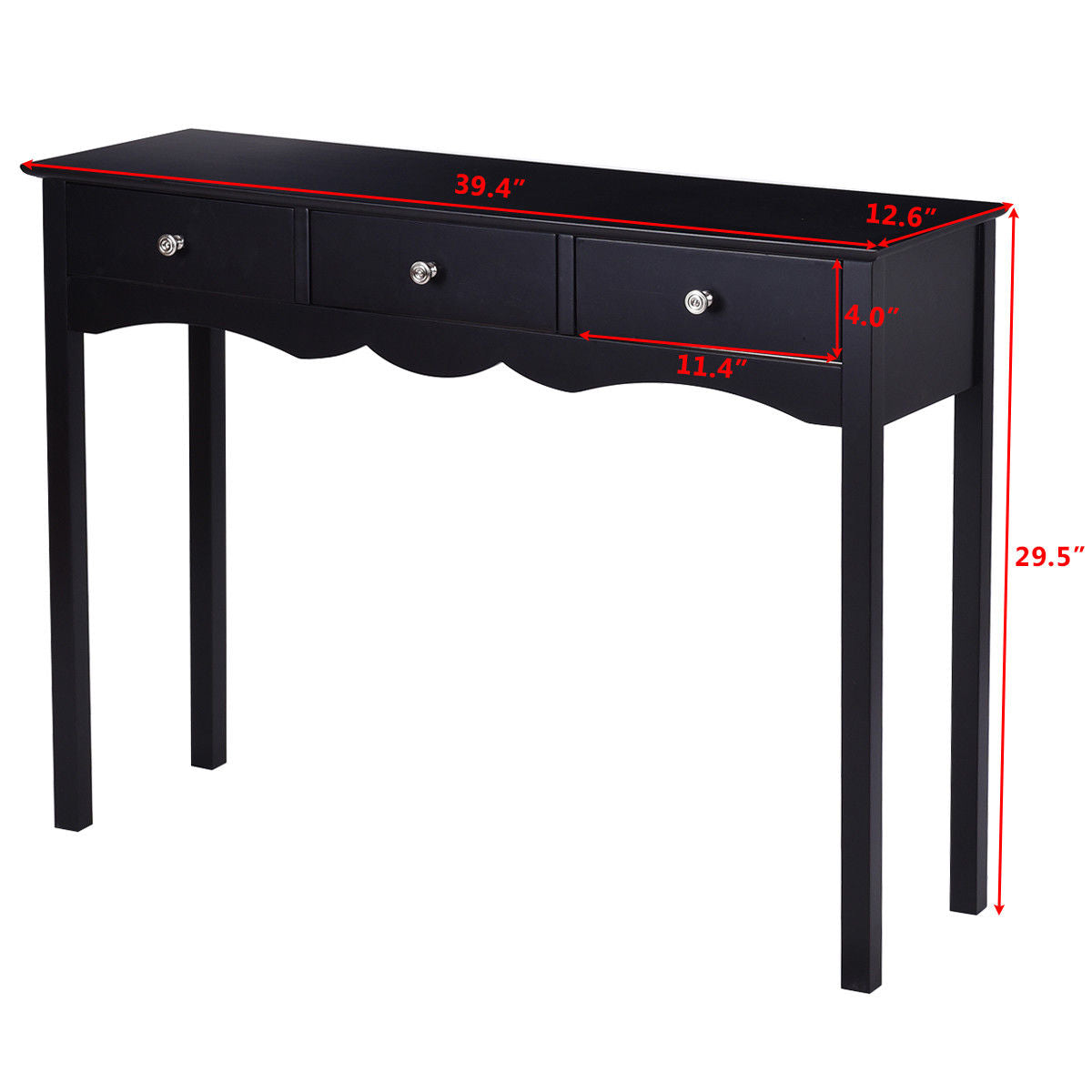 Hall table Side Table w/ 3 Drawers, Black Console Tables at Gallery Canada