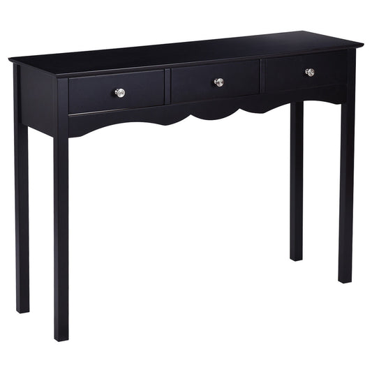Hall table Side Table w/ 3 Drawers, Black Console Tables Black at Gallery Canada
