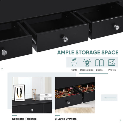Hall table Side Table w/ 3 Drawers, Black Console Tables at Gallery Canada