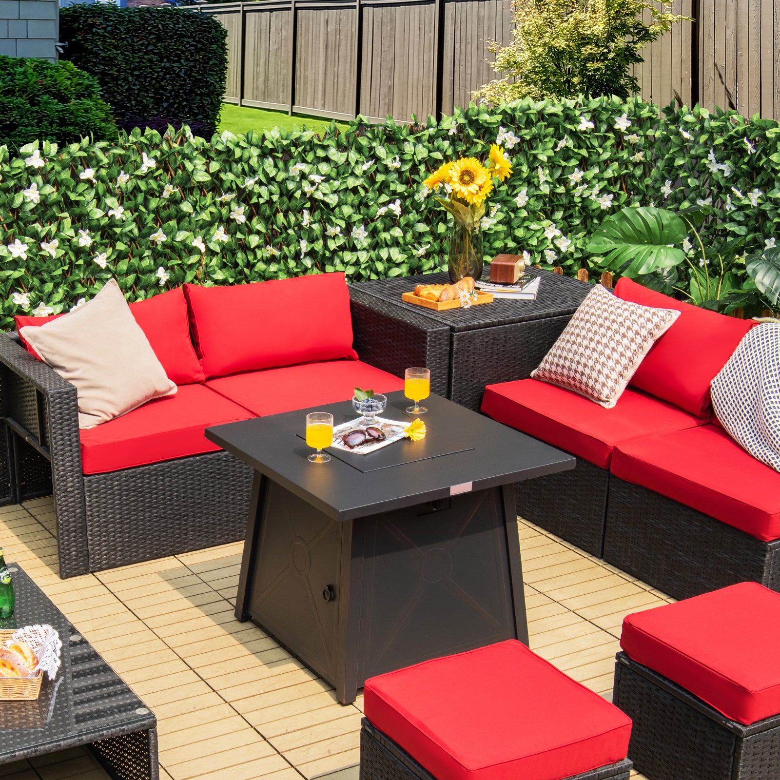 30 Inch Square Propane Gas Fire Table with Waterproof Cover, Black Fire Pits at Gallery Canada