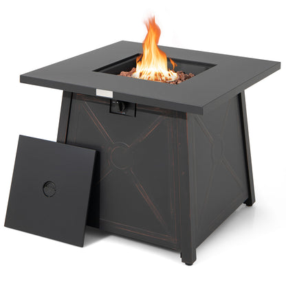 30 Inch Square Propane Gas Fire Table with Waterproof Cover, Black Fire Pits at Gallery Canada