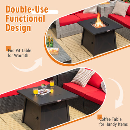 30 Inch Square Propane Gas Fire Table with Waterproof Cover, Black Fire Pits at Gallery Canada