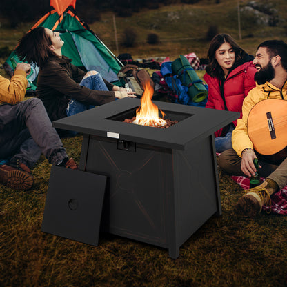 30 Inch Square Propane Gas Fire Table with Waterproof Cover, Black Fire Pits at Gallery Canada