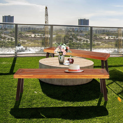 Set of 2 Patio Acacia Wood Dining Bench Outdoor Benches at Gallery Canada