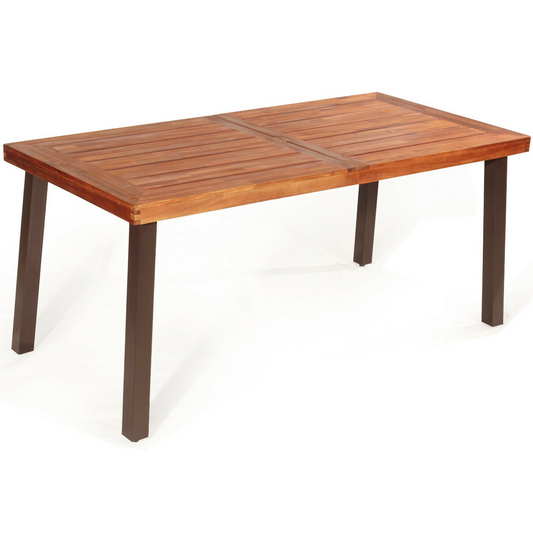 Rectangular Acacia Wood Dining Table, Brown Patio Dining Tables Brown at Gallery Canada