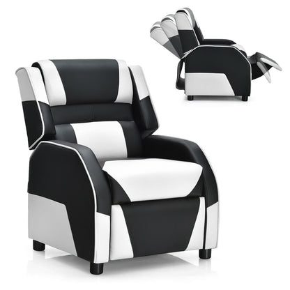 Kids Youth PU Leather Gaming Sofa Recliner with Headrest and Footrest, White Kids Chairs & Seating at Gallery Canada