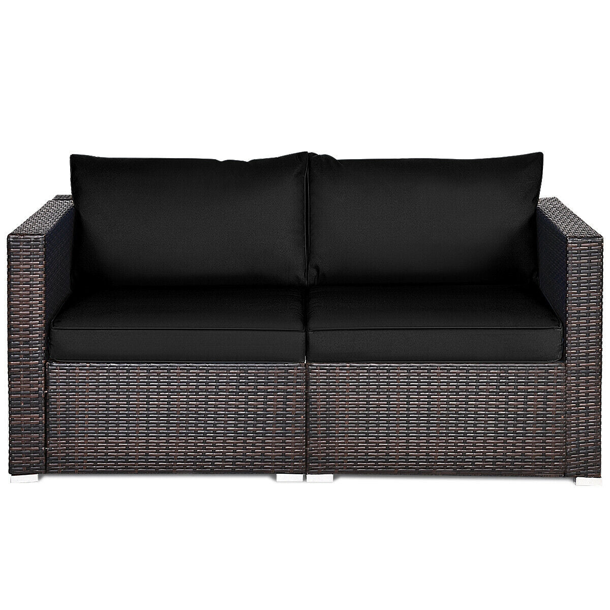 2 Pieces Patio Rattan Sectional Conversation Sofa Set, Black Outdoor Sectionals at Gallery Canada