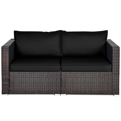 2 Pieces Patio Rattan Sectional Conversation Sofa Set, Black Outdoor Sectionals at Gallery Canada