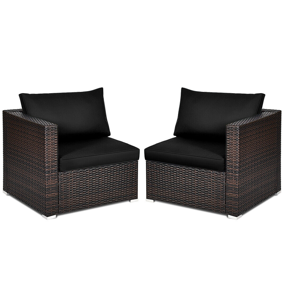 2 Pieces Patio Rattan Sectional Conversation Sofa Set, Black Outdoor Sectionals at Gallery Canada