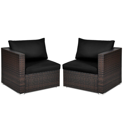 2 Pieces Patio Rattan Sectional Conversation Sofa Set, Black Outdoor Sectionals at Gallery Canada