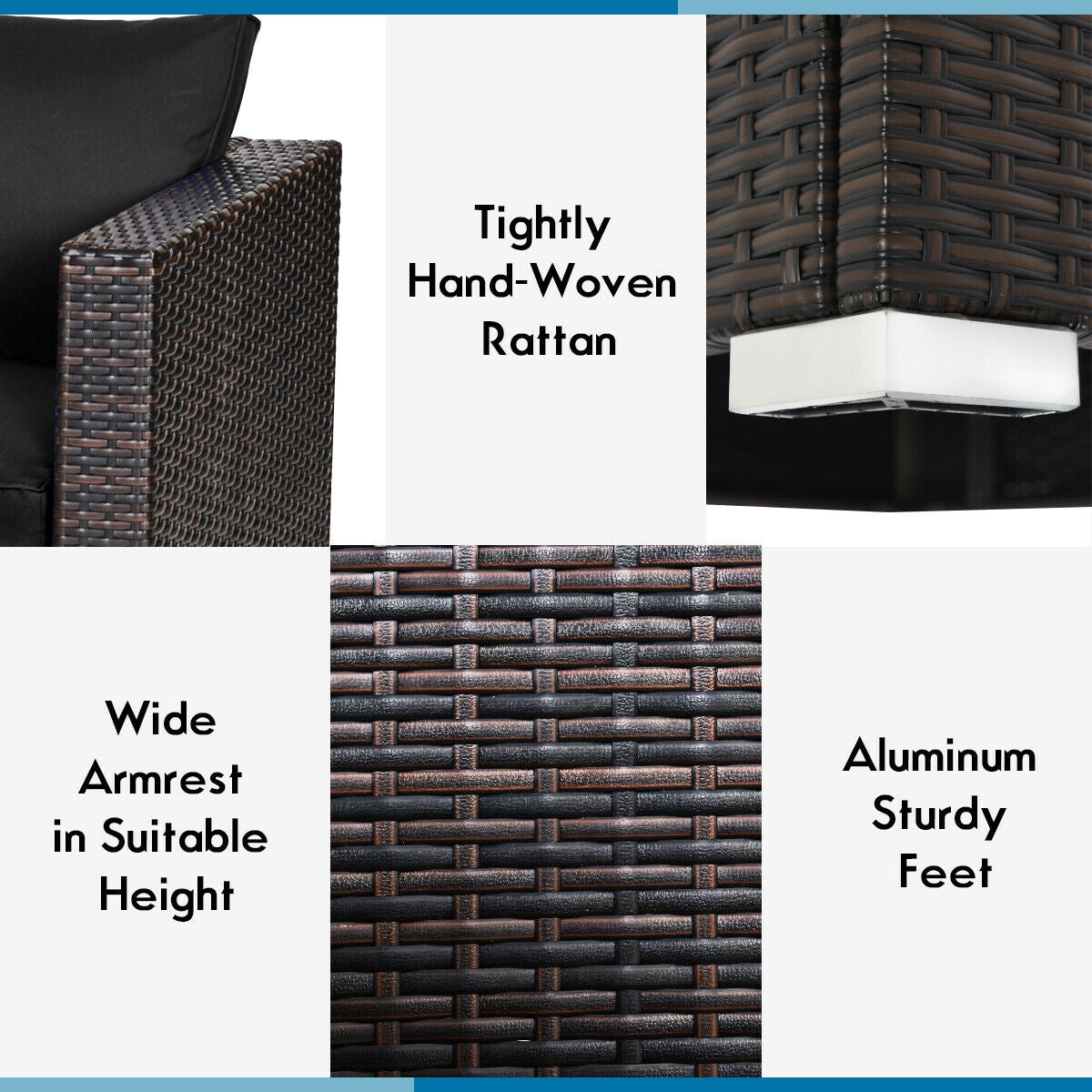 2 Pieces Patio Rattan Sectional Conversation Sofa Set, Black Outdoor Sectionals at Gallery Canada