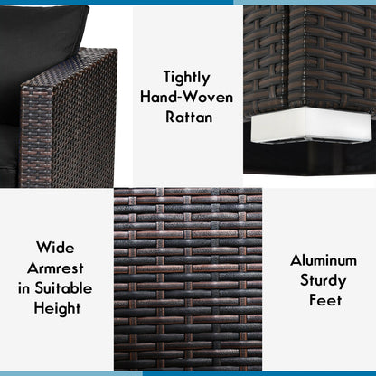 2 Pieces Patio Rattan Sectional Conversation Sofa Set, Black Outdoor Sectionals at Gallery Canada