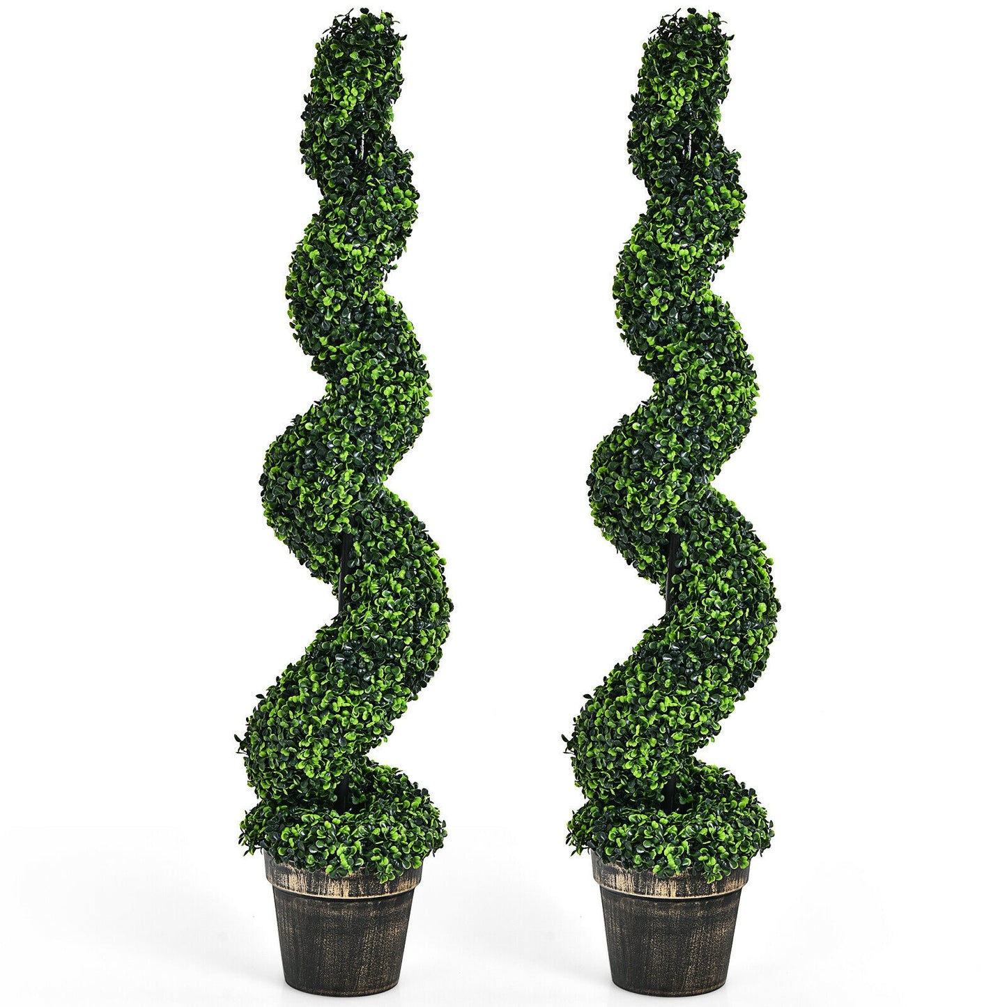 2 Pack 4 Feet Artificial Spiral Boxwood Topiary, Green Faux Plants Green at Gallery Canada
