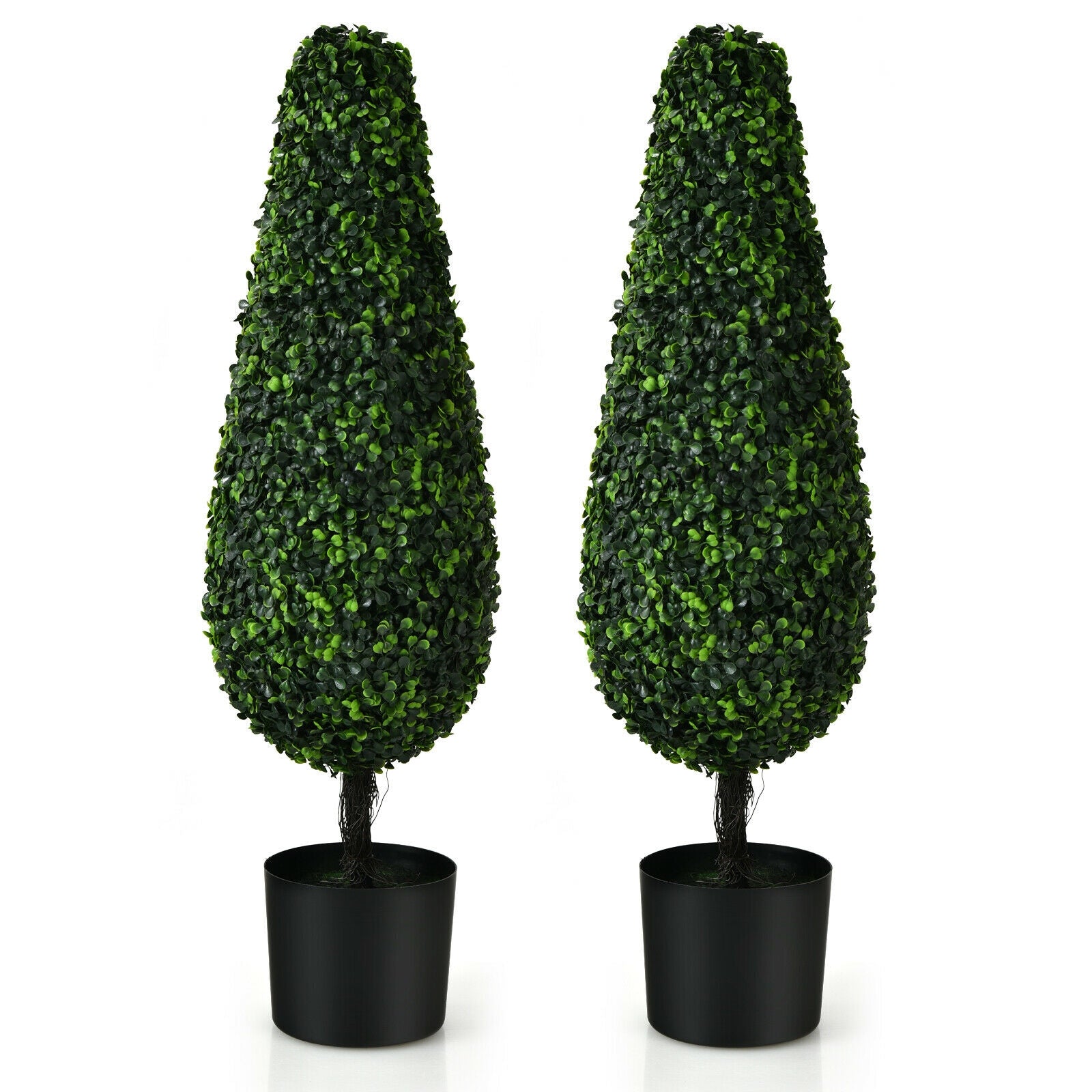 2 Pack 3 Feet Artificial Tower Tree, UV Resistant, Indoor Outdoor, Green Faux Plants Green at Gallery Canada