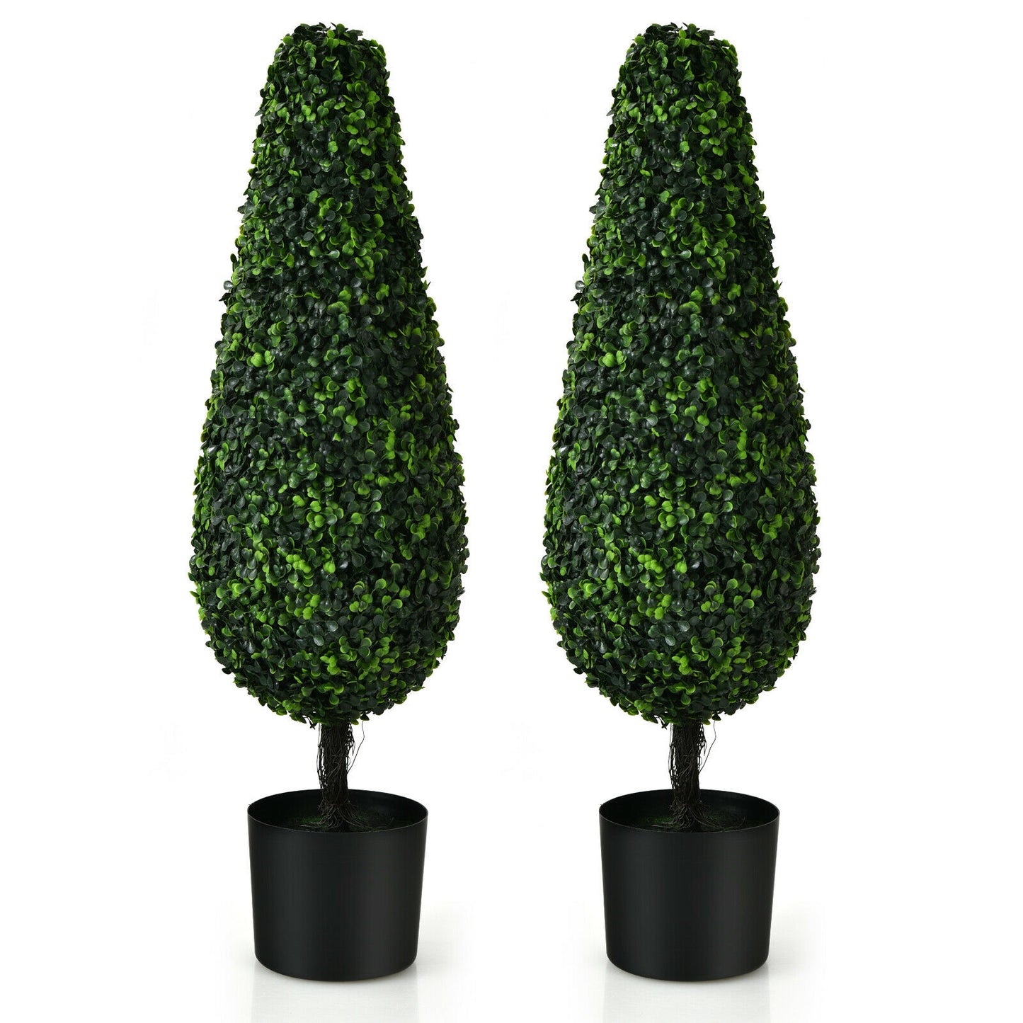 2 Pack 3 Feet Artificial Tower Tree, UV Resistant, Indoor Outdoor, Green Faux Plants Green at Gallery Canada
