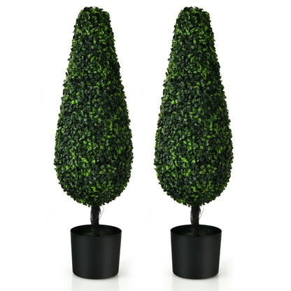 2 Pack 3 Feet Artificial Tower Tree, UV Resistant, Indoor Outdoor, Green Faux Plants Green at Gallery Canada