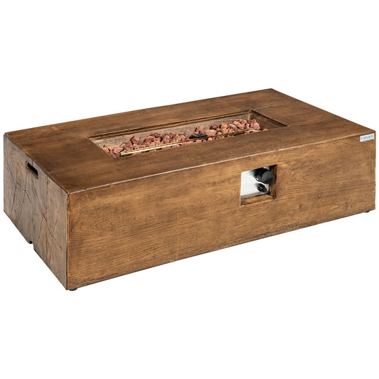 48 x 27Inch Outdoor Gas Fire Pit Table, 50 000 BTU, Brown Fire Pits Brown at Gallery Canada