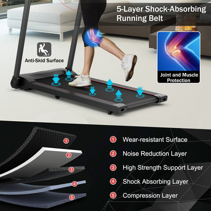 2.25HP Electric Running Machine Treadmill with Speaker and APP Control, Red Treadmills at Gallery Canada