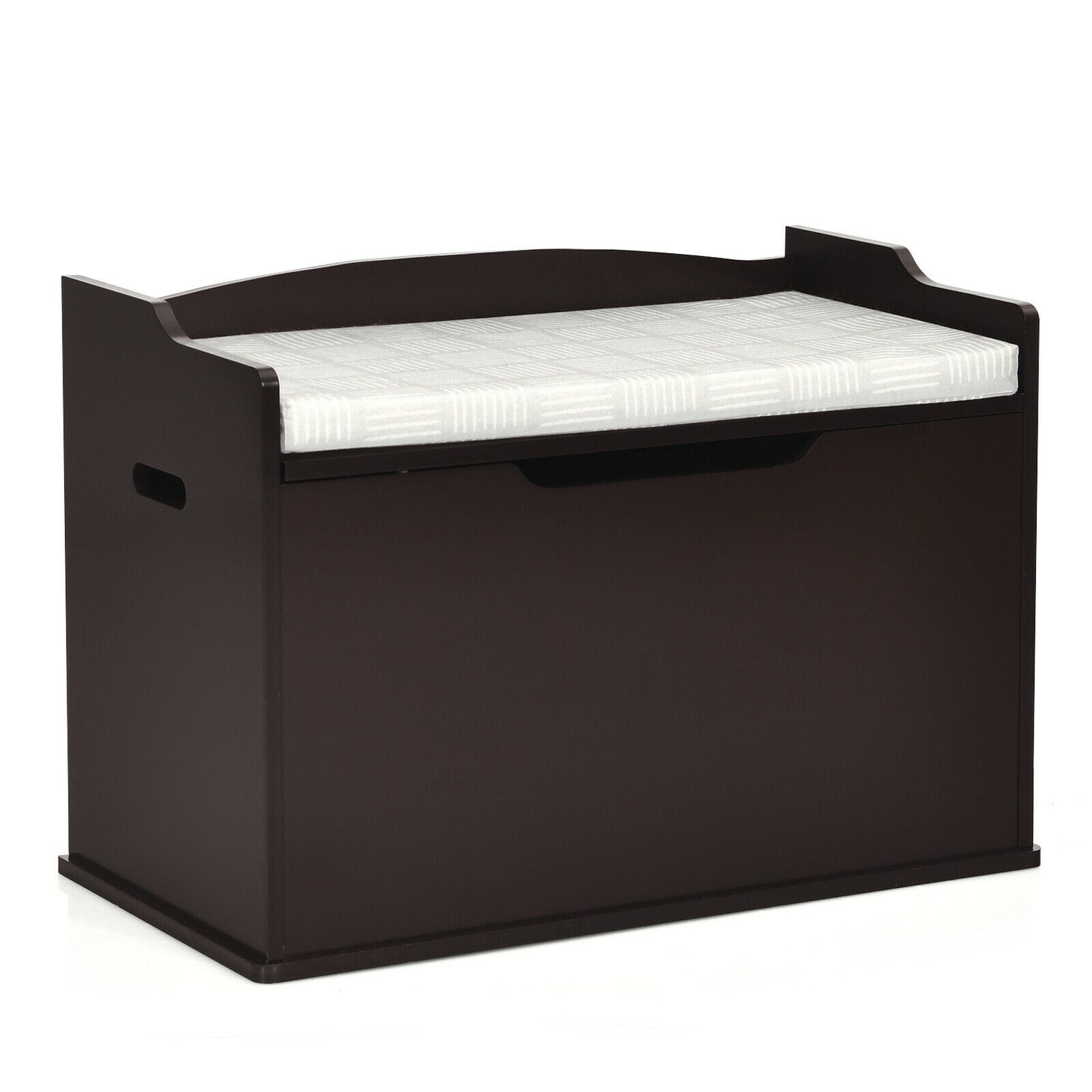 Kids Toy Wooden Flip-top Storage Box Chest Bench with Cushion Hinge, Brown Kids Storage Brown at Gallery Canada