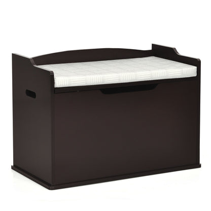 Kids Toy Wooden Flip-top Storage Box Chest Bench with Cushion Hinge, Brown Kids Storage Brown at Gallery Canada