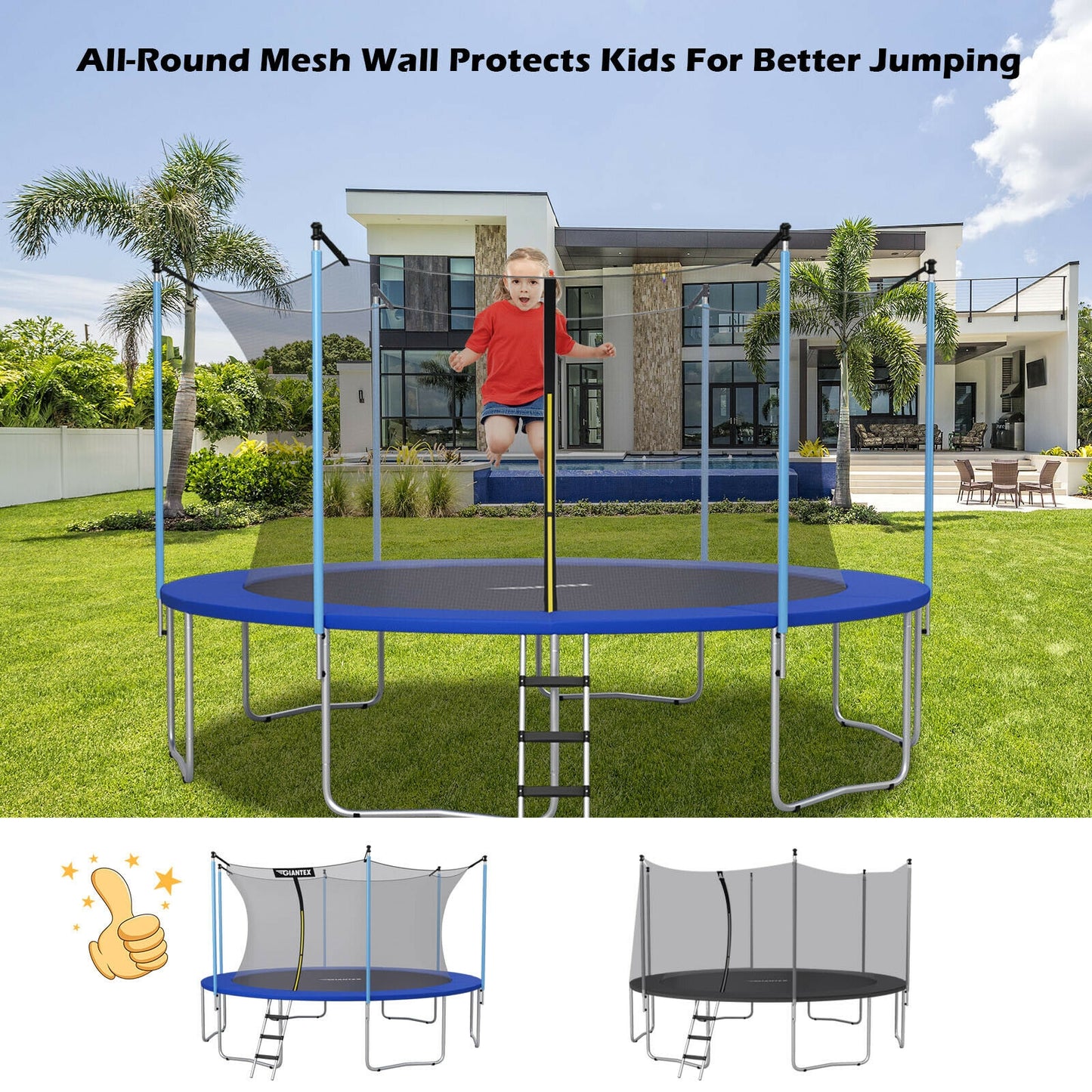 14Ft Replacement Weather-Resistant Trampoline Safety Enclosure Net, Black Trampoline Accessories at Gallery Canada