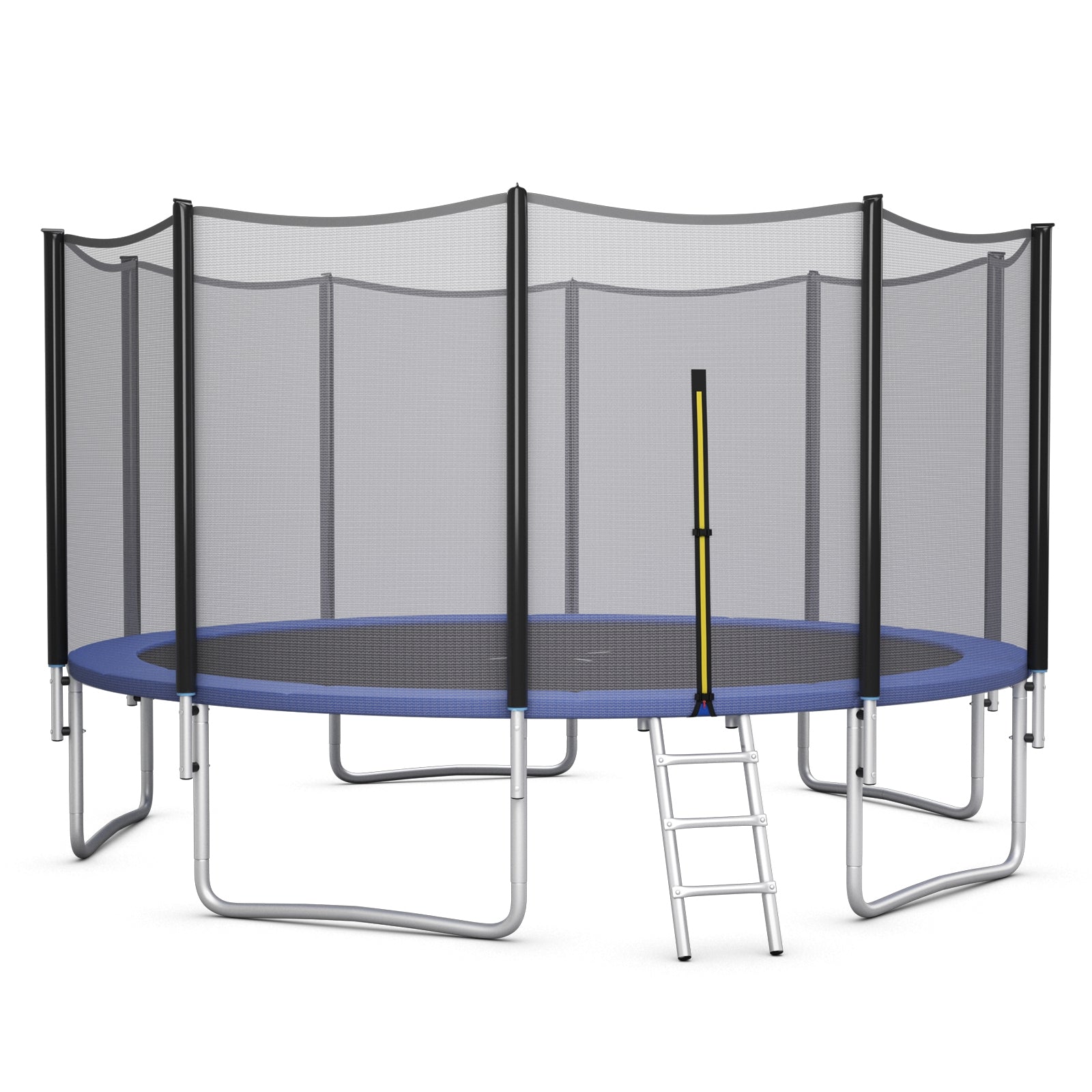 16 Ft Outdoor Trampoline, With Safety Net And Ladder, Black Trampolines Black at Gallery Canada
