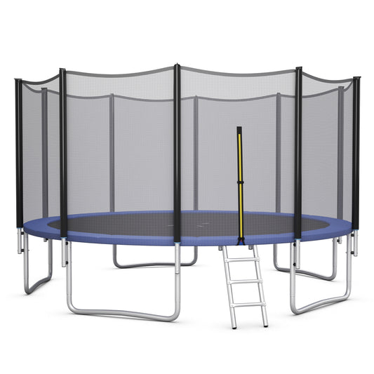 16 Ft Outdoor Trampoline, With Safety Net And Ladder, Black Trampolines Black at Gallery Canada
