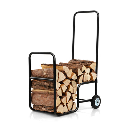 Firewood Log Cart Carrier, Anti-Slip Wheels, Black Log Storage Black at Gallery Canada