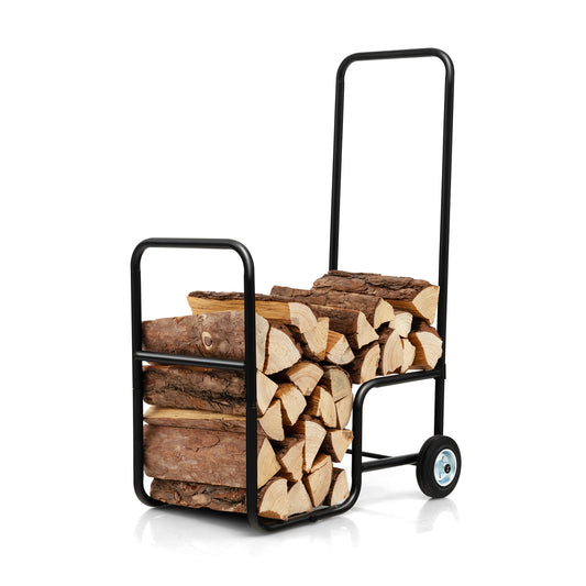 Firewood Log Cart Carrier, Anti-Slip Wheels, Black Log Storage Black at Gallery Canada