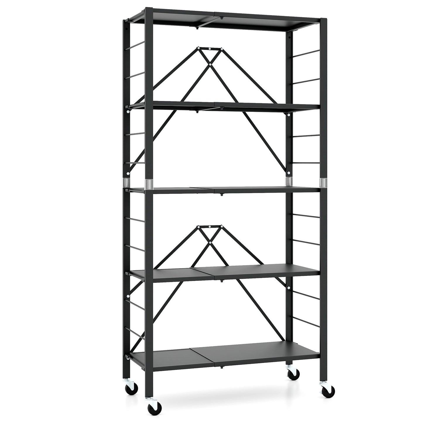 5-Tier Foldable Storage Shelf with Wheels, Black Sheds & Outdoor Storage at Gallery Canada