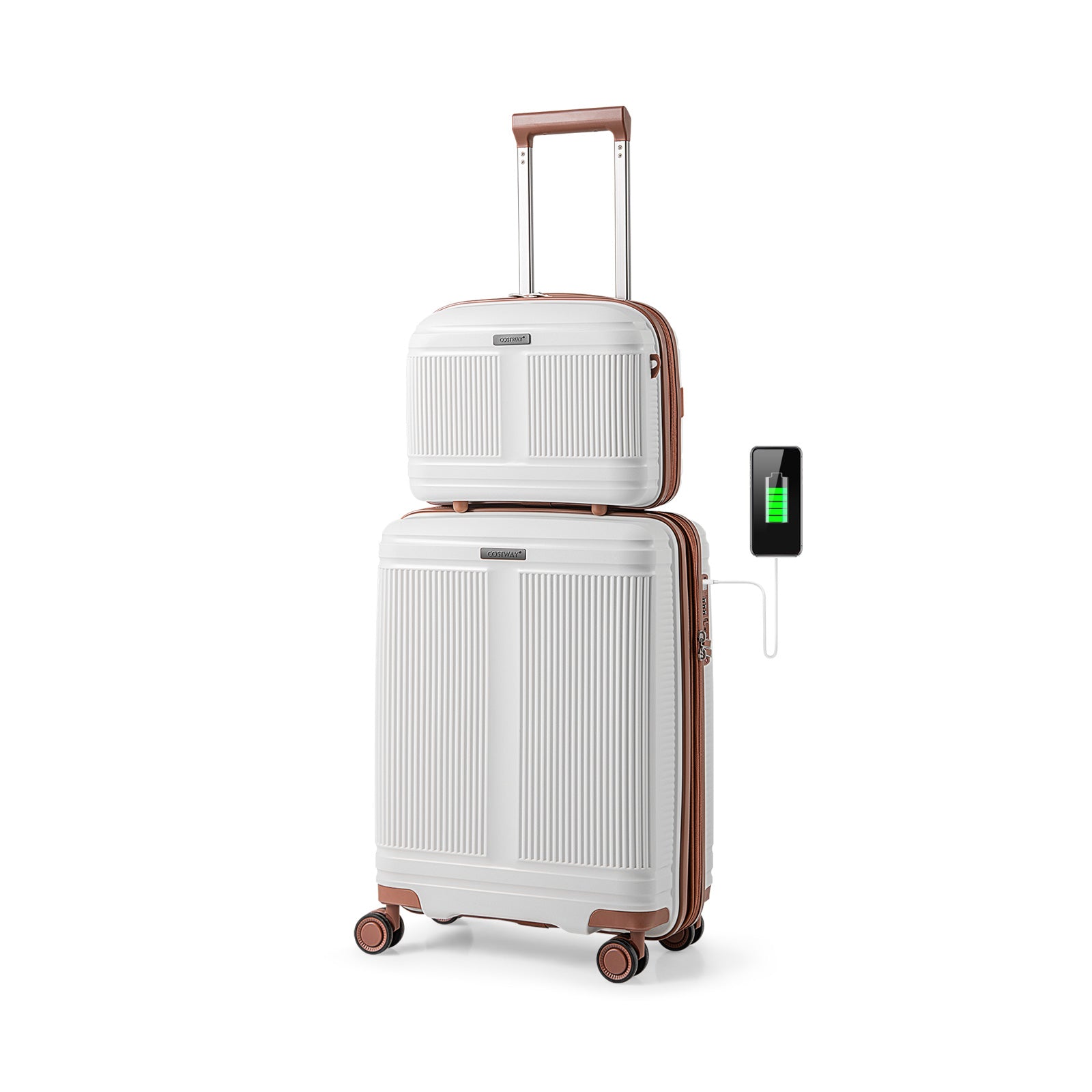 2-Piece Luggage Set, 20 Inch Carry-On, 14 Inch Cosmetic Case, White Camping at Gallery Canada