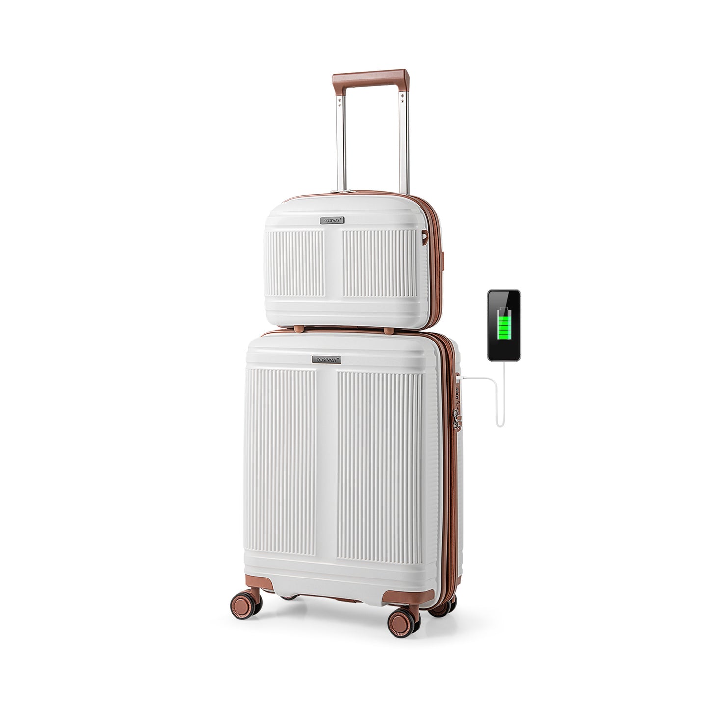 2-Piece Luggage Set, 20 Inch Carry-On, 14 Inch Cosmetic Case, White Camping at Gallery Canada