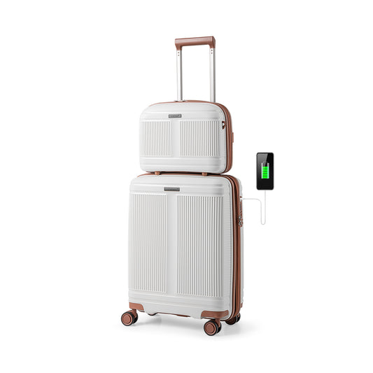2-Piece Luggage Set, 20 Inch Carry-On, 14 Inch Cosmetic Case, White Camping White at Gallery Canada