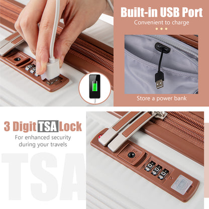 2-Piece Luggage Set 20 Inch Carry-on Suitcase and 14 Inch Cosmetic Case, White Camping at Gallery Canada