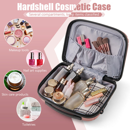 2-Piece Luggage Set 20 Inch Carry-on Suitcase and 14 Inch Cosmetic Case, Pink Camping at Gallery Canada