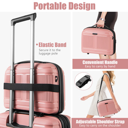 2-Piece Luggage Set 20 Inch Carry-on Suitcase and 14 Inch Cosmetic Case, Pink Camping at Gallery Canada