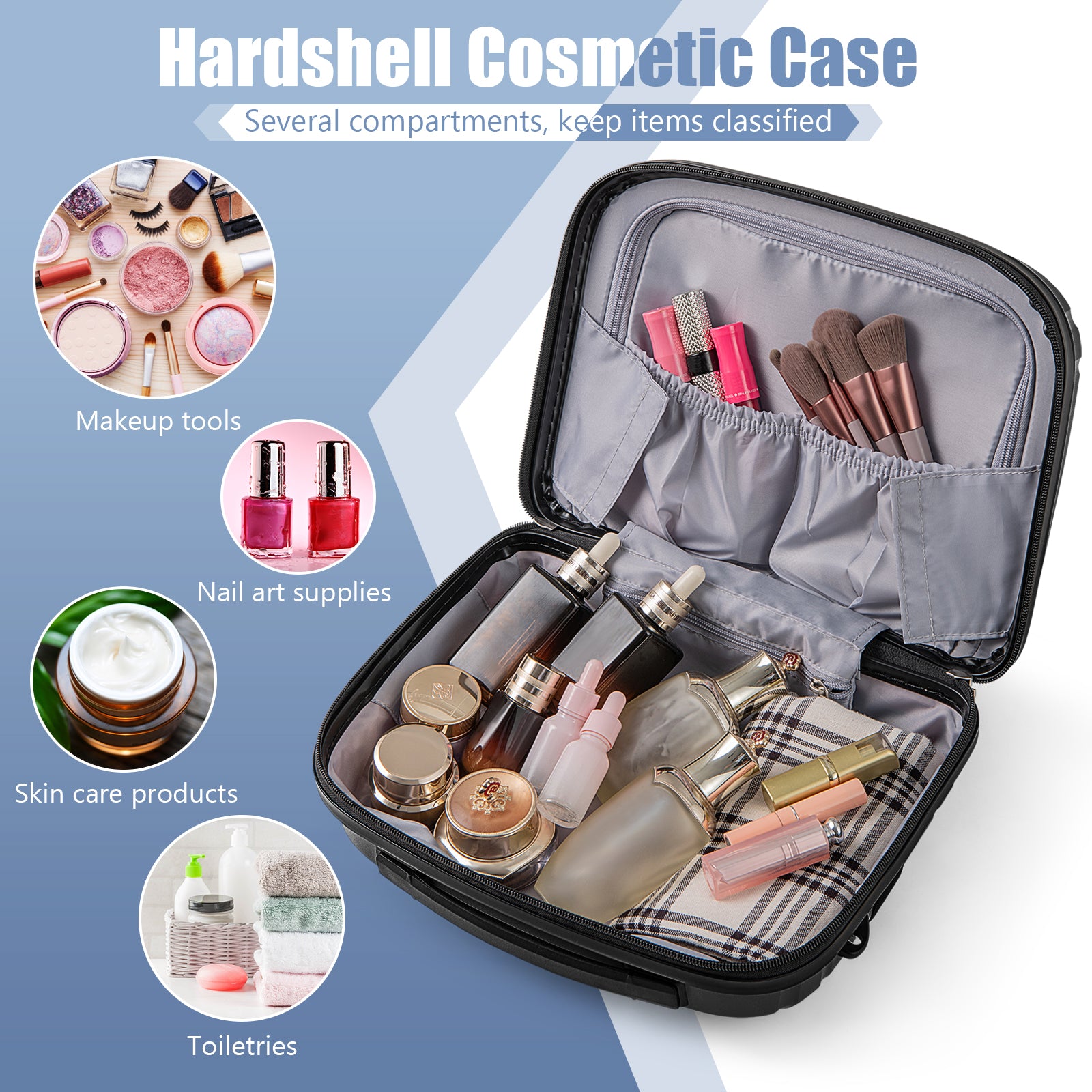 2-Piece Luggage Set 20 Inch Carry-on Suitcase and 14 Inch Cosmetic Case, Black Camping at Gallery Canada