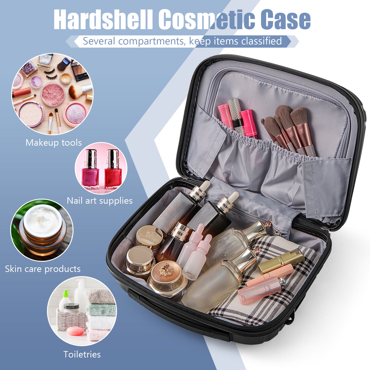 2-Piece Luggage Set 20 Inch Carry-on Suitcase and 14 Inch Cosmetic Case, Black Camping at Gallery Canada