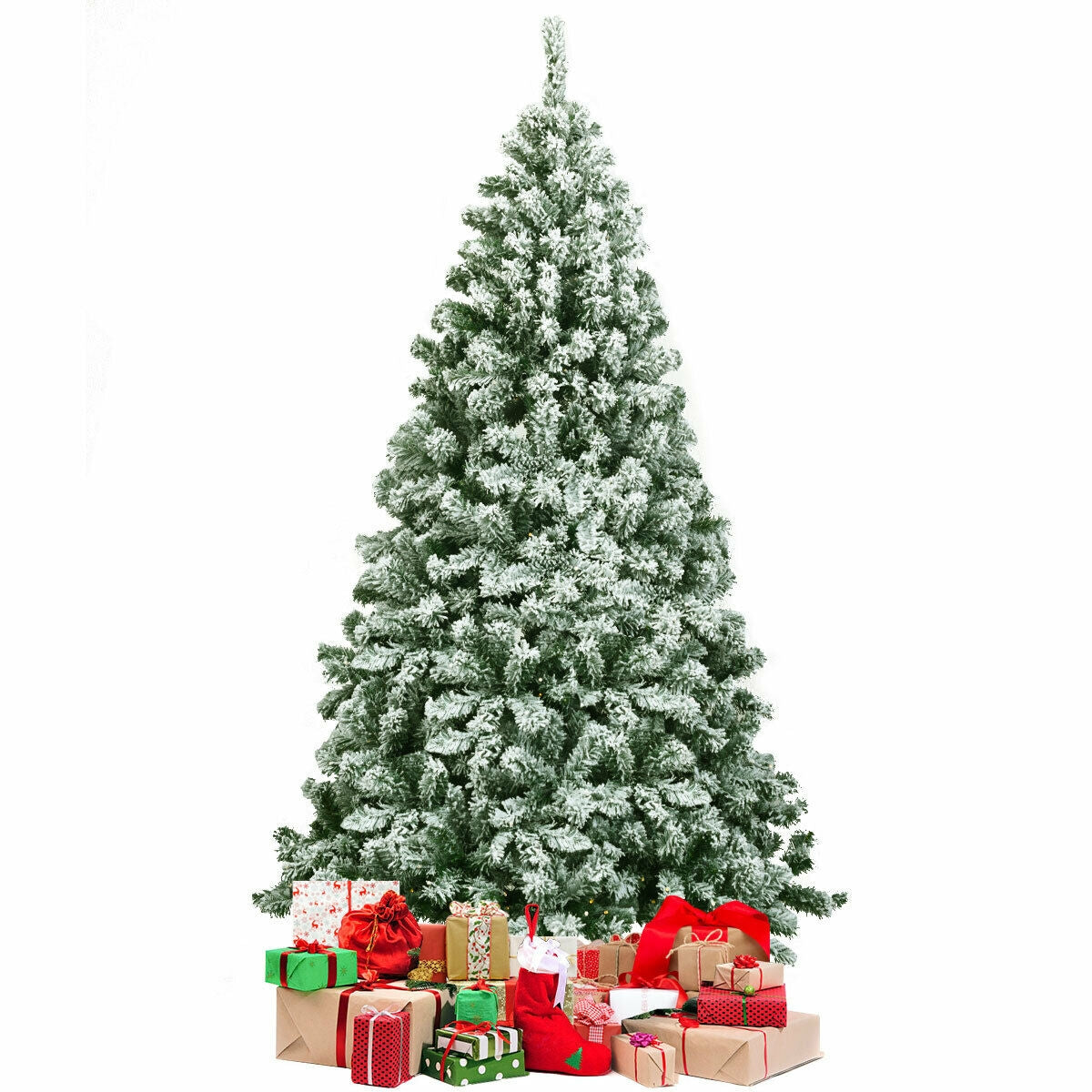 6 Feet Snow Flocked Artificial Christmas Tree Hinged with 928 Tips, Green Christmas Tree at Gallery Canada