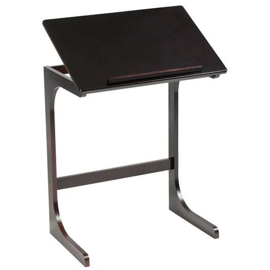 Adjustable C-Shape Couch End Table wth Tilting Top, Brown Laptop Tables & Printer Stands Brown at Gallery Canada