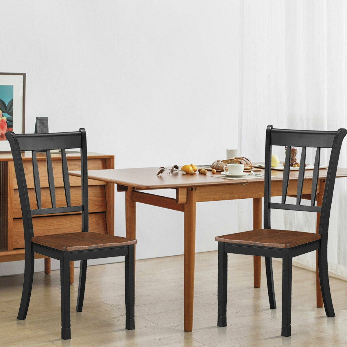 2 Pieces Solid Whitesburg Spindle Back Wood Dining Chairs, Black Dining Chairs at Gallery Canada
