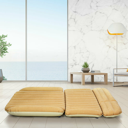 Inflatable SUV Air Backseat Mattress Travel Pad with Pump Camping and Pillow, Yellow Air Mattresses & Sleeping Bags Yellow at Gallery Canada