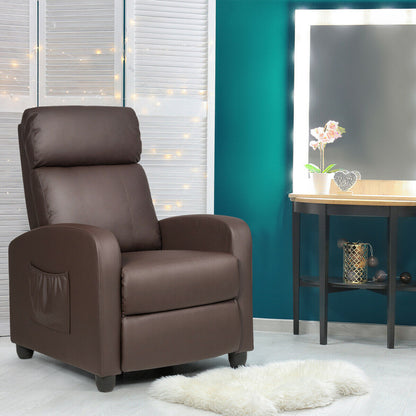 Recliner Sofa Wingback Chair with Massage Function, Brown Accent Chairs at Gallery Canada