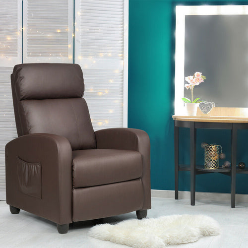 Recliner Sofa Wingback Chair with Massage Function, Brown