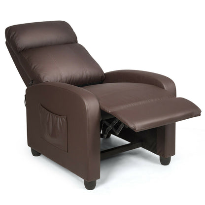 Recliner Sofa Wingback Chair with Massage Function, Brown Accent Chairs at Gallery Canada