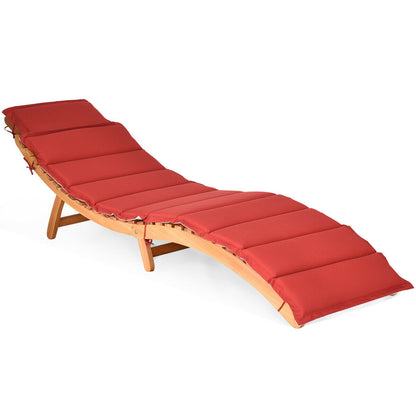 Folding Eucalyptus Outdoor Patio Lounge Chair, Red Outdoor Chaise Lounges Red at Gallery Canada