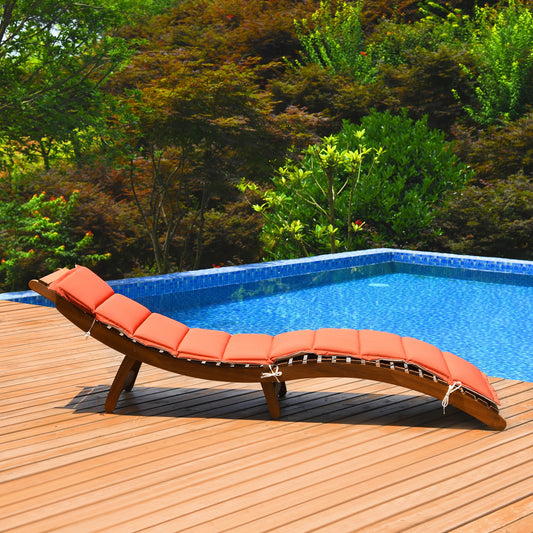 Folding Eucalyptus Outdoor Patio Lounge Chair, Red Outdoor Chaise Lounges Red at Gallery Canada